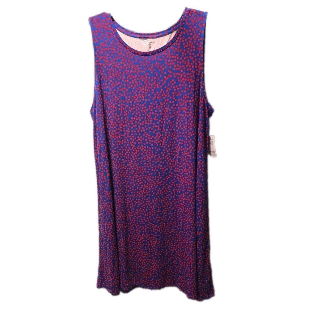 Amazon Essentials Blue Red Polka Dot Sleeveless Tank Top Shirt EcoVero XL New